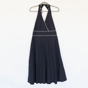 Style & Co. Navy and White Polka Dot Halter Dress